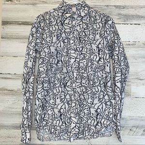 Abstract Face Outline Button Up